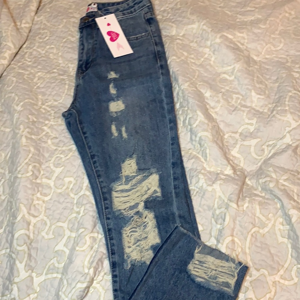 Distressed Skinny Jeans - Medium Wash - Buddy love